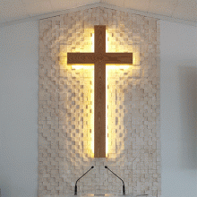 복음오크무늬목십자가 -160cm