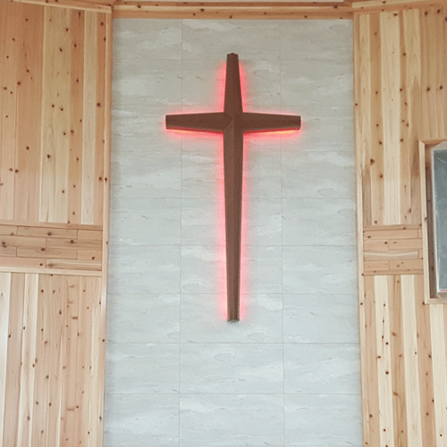 오각월넛무늬목십자가-210 적색조명